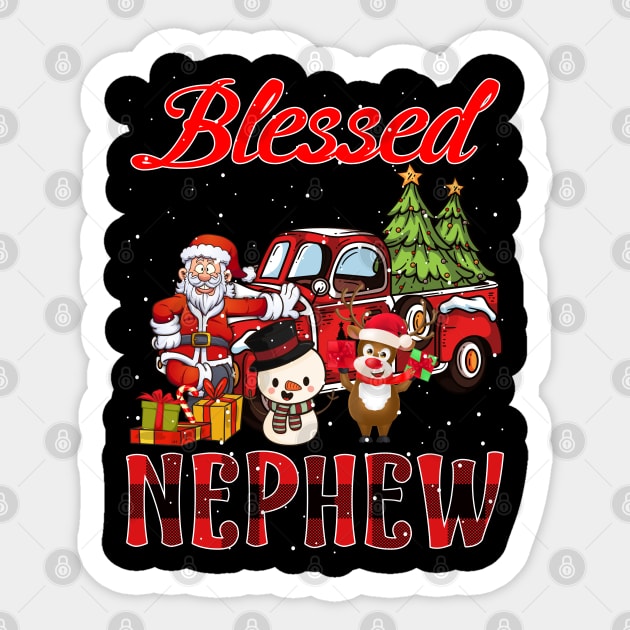 Blessed Nephew Red Plaid Christmas Sticker by intelus